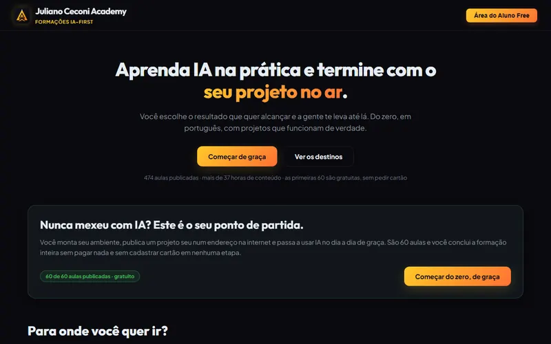 Página inicial do site Juliano Ceconi Academy