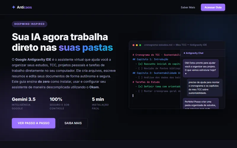 Página inicial do site Anticaos