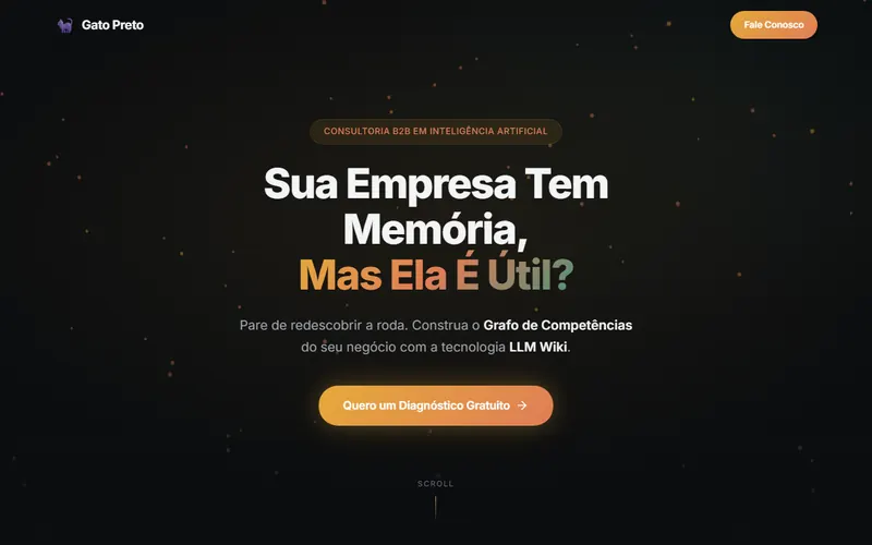 Página inicial do site Gato Preto