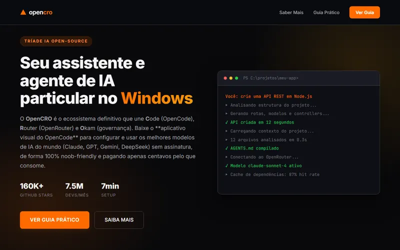 Página inicial do site OpenCRO
